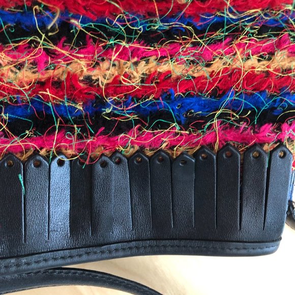 Vintage Y2K BRIGHTON Boucle Fringe Leather Kiltie Satchel Handbag - Picture 2 of 8